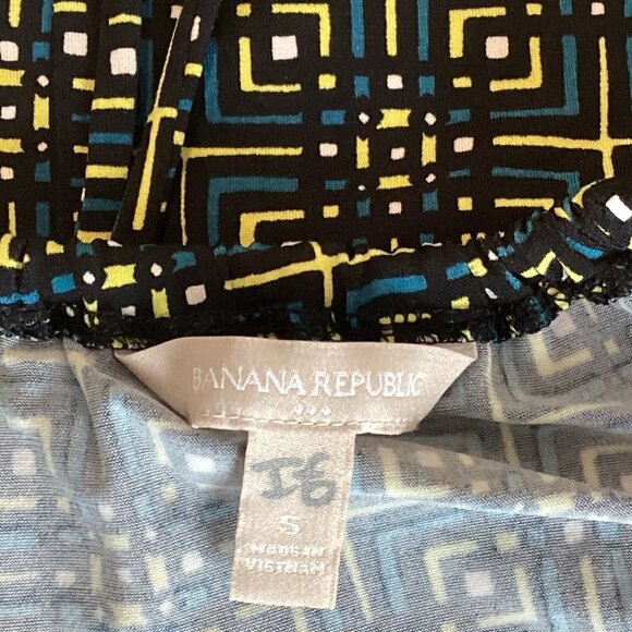 Banana Republic Halter Top Sz S Geometric Print Keyhole Neck 254E - Picture 6 of 8